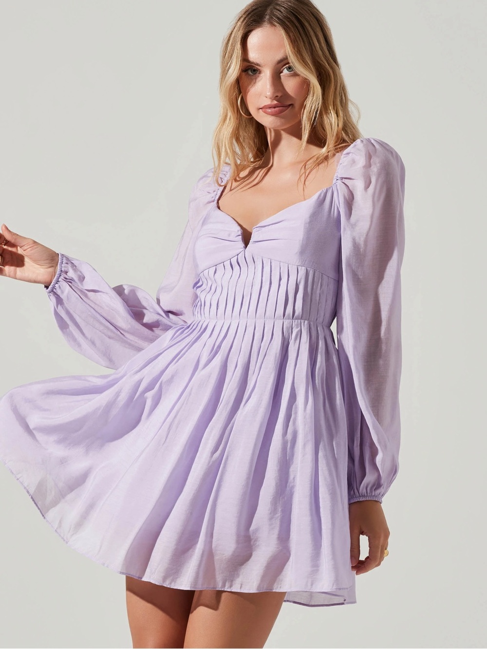 ASTR the Label revolve Mardi Dress Pleated preppy Mini Dress in Purple Sz small